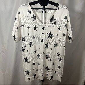 Torrid white v neck short sleeve star pattern sweater top plus size 1